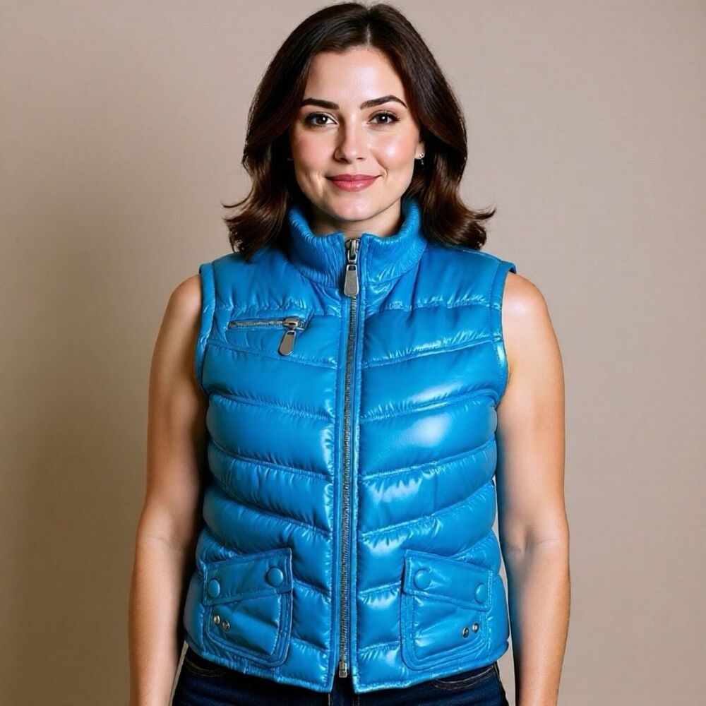 Relativity Blue Zip Front Puffer Vest Ski Cold‎ Weather